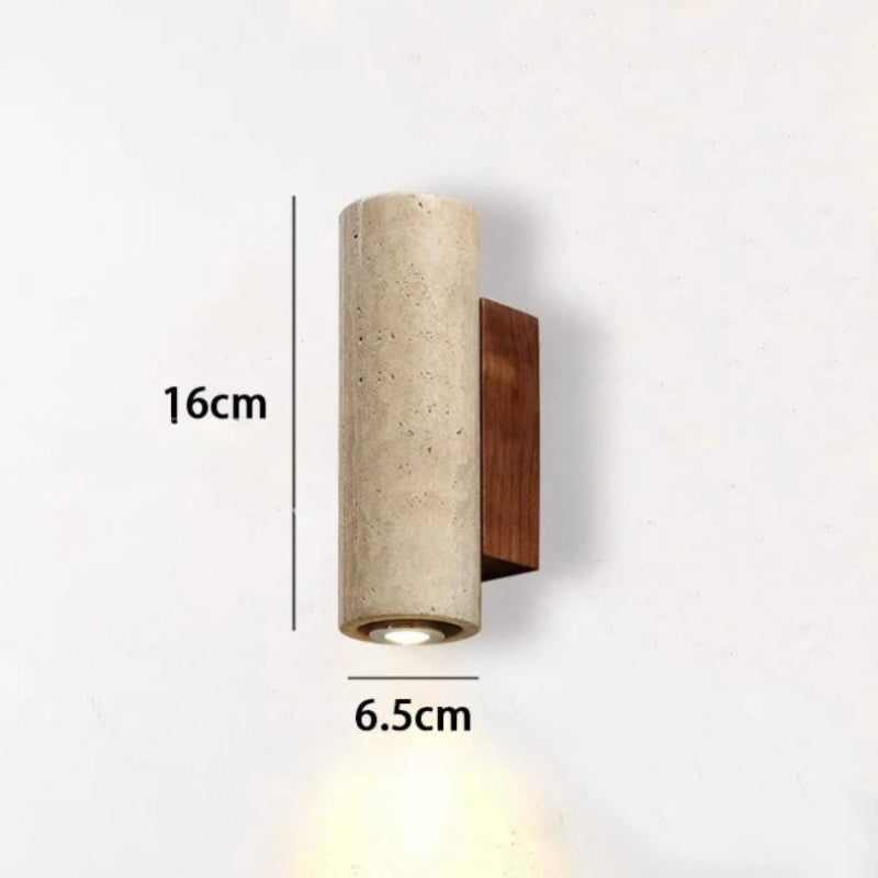Applique murale Sabi Travertin et Bois | Design Minimaliste Naturel