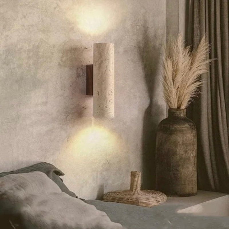 Applique murale Sabi Travertin et Bois | Design Minimaliste Naturel