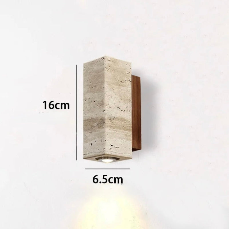Applique murale Sabi Travertin et Bois | Design Minimaliste Naturel