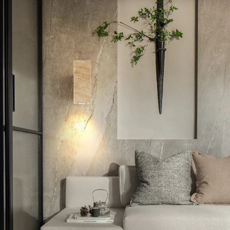Applique murale Sabi Travertin et Bois | Design Minimaliste Naturel