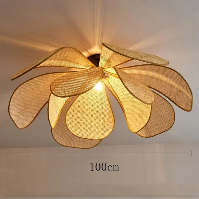 Plafonnier en Rotin Naturel Tissé Main Vintage pour Salon et Chambre | Sakura