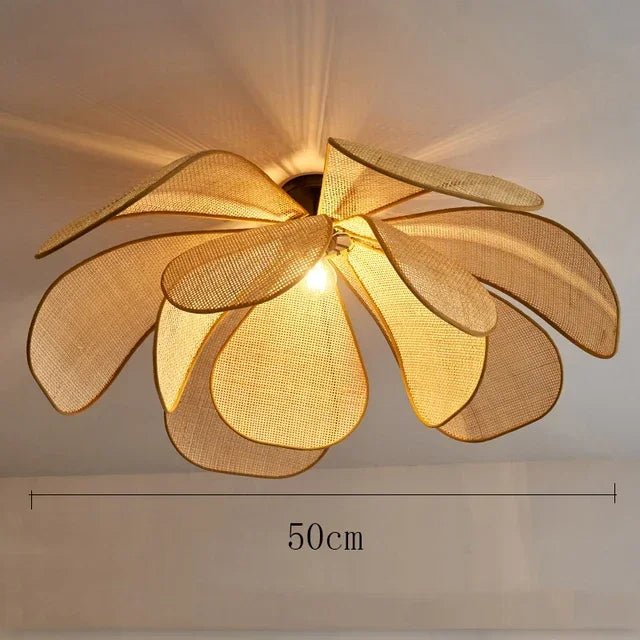 Plafonnier en Rotin Naturel Tissé Main Vintage pour Salon et Chambre | Sakura