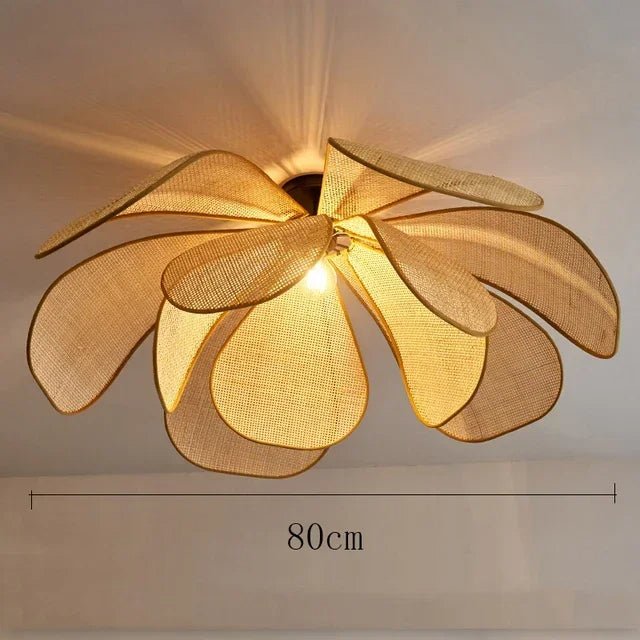 Plafonnier en Rotin Naturel Tissé Main Vintage pour Salon et Chambre | Sakura