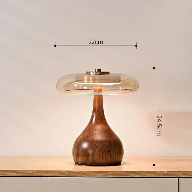 Lampe Design Liora | Lampe Rétro de Chevet, bureau et table en Verre et Bois