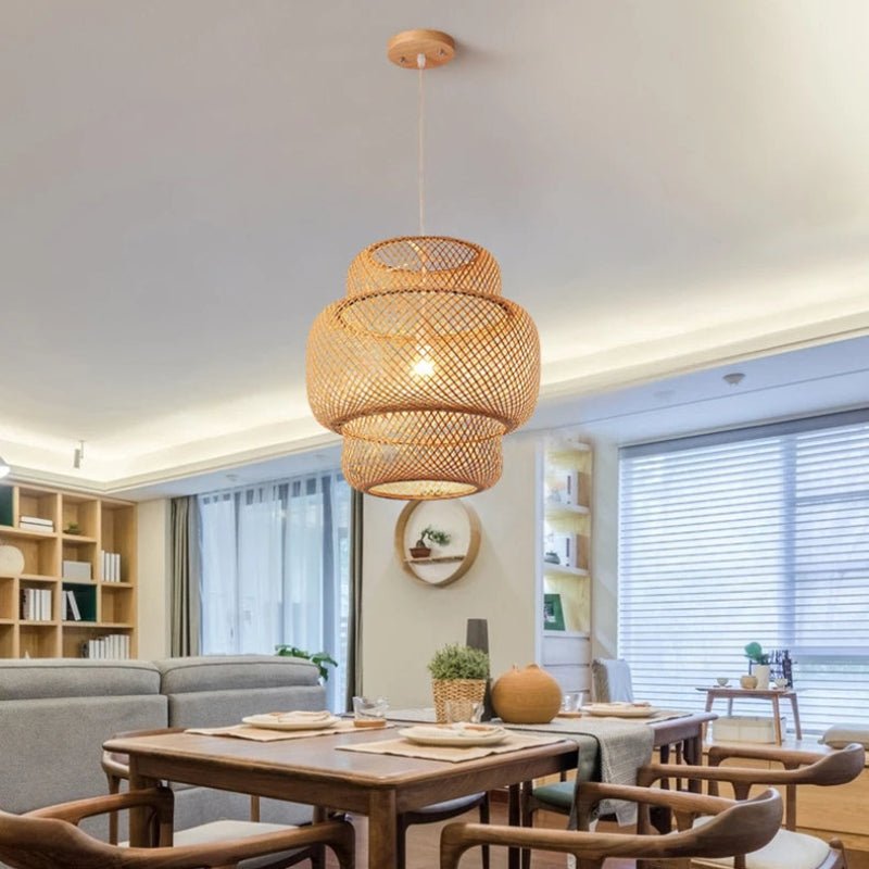Suspension en Bambou Tressé Style Chinois | Lustre BambooZen