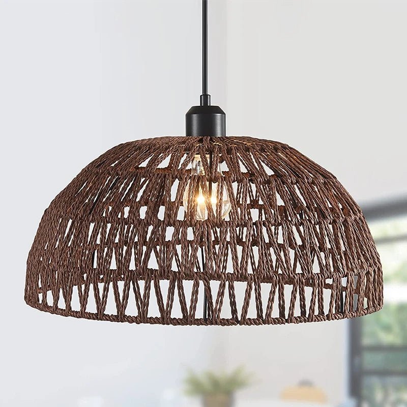 Lampe Suspendue Japonaise ZenLight en Corde de Chanvre | Éclairage Intérieur Naturel
