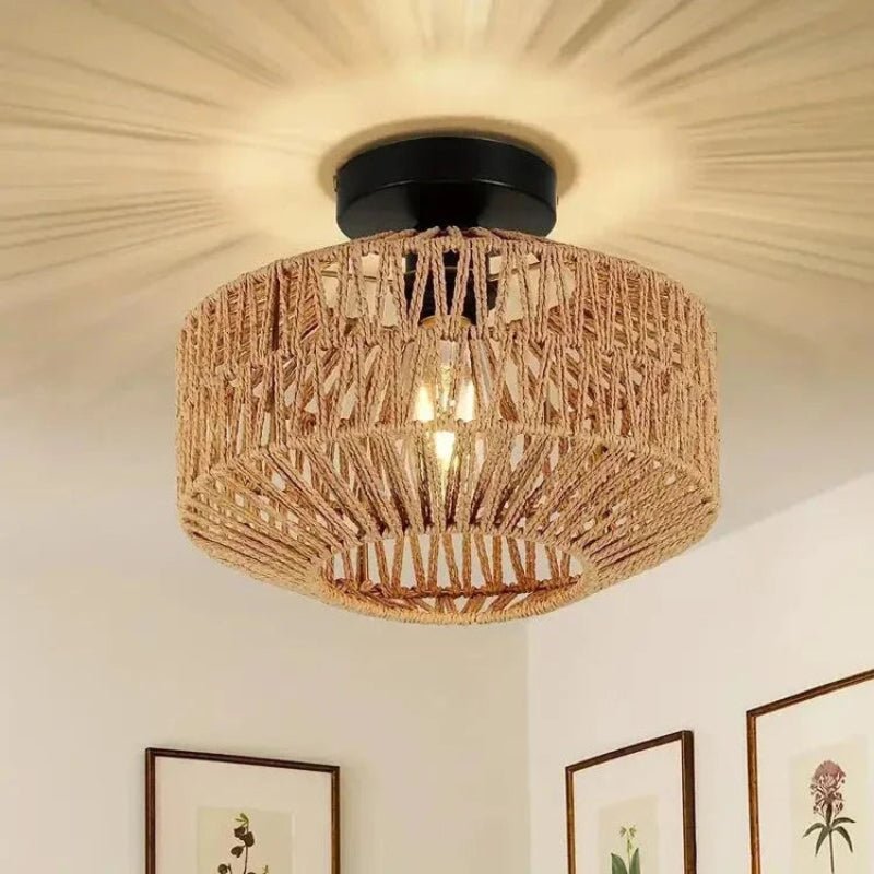 Plafonnier en Rotin Tressé à la Main | NaturaLight