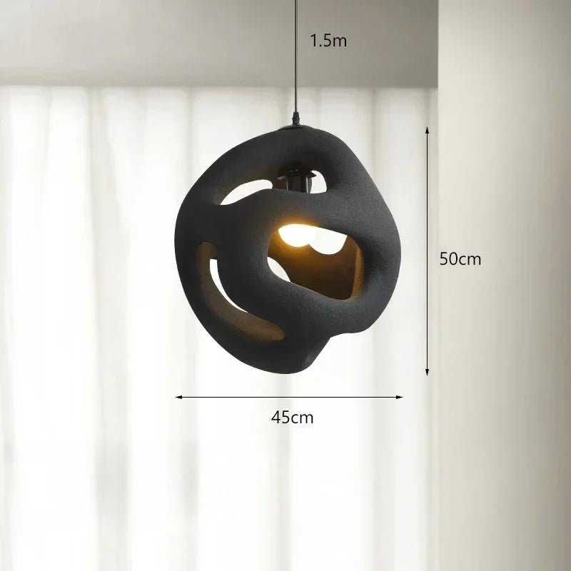 Suspension Wabi Sabi Nordic | Luminaire Design Minimaliste en Résine Noir & Blanc
