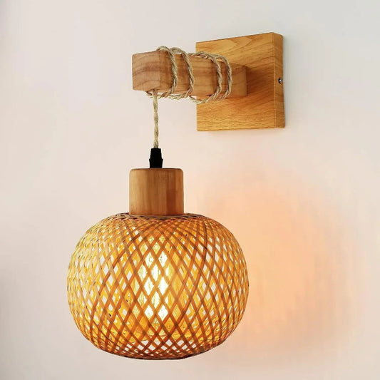 Applique Murale Seléna  | Rotin Naturel Tressée à la Main Bohème Chic
