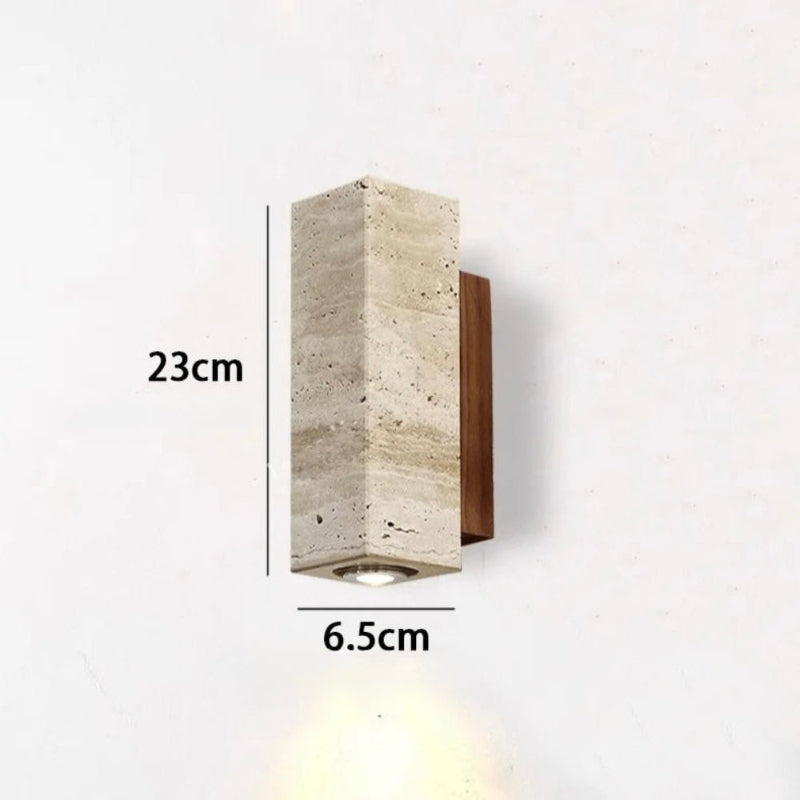 Applique murale Sabi Travertin et Bois | Design Minimaliste Naturel