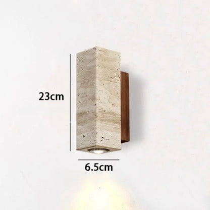Applique murale Sabi Travertin et Bois | Design Minimaliste Naturel