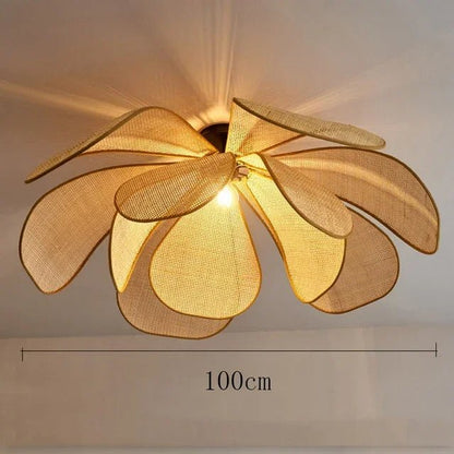 Plafonnier en Rotin Naturel Tissé Main Vintage pour Salon et Chambre | Sakura