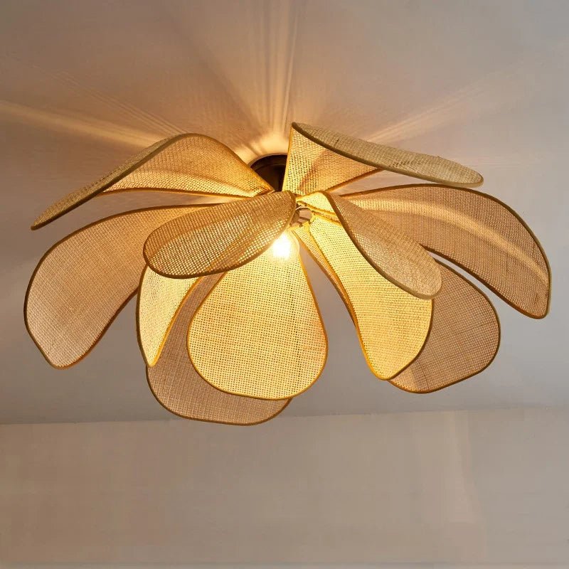 Plafonnier en Rotin Naturel Tissé Main Vintage pour Salon et Chambre | Sakura