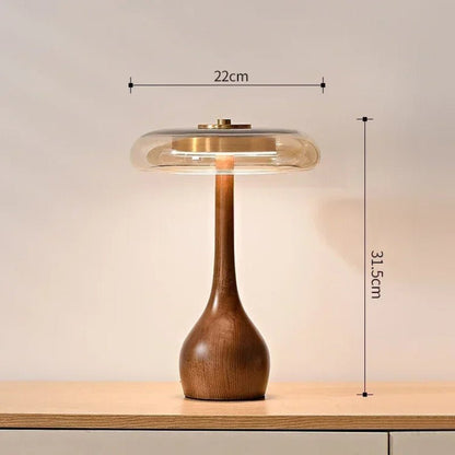 Lampe Design Liora | Lampe Rétro de Chevet, bureau et table en Verre et Bois