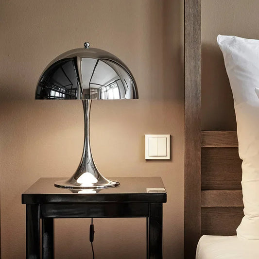 Lampe de Table Champignon Chrome LED Style Danois | Élora