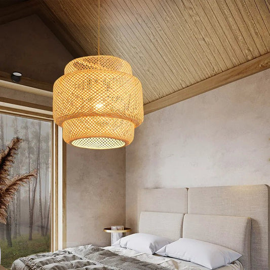 Suspension en Bambou Tressé Style Chinois |  Lustre BambooZen