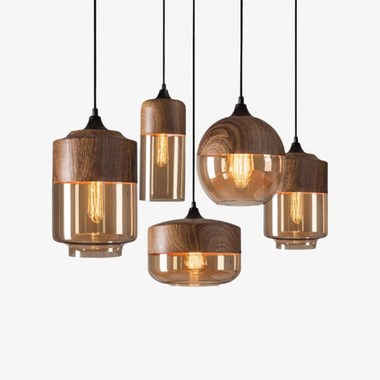 Lampe Suspendue Nordique LED LumenBois | Moderne en Bois et Verre