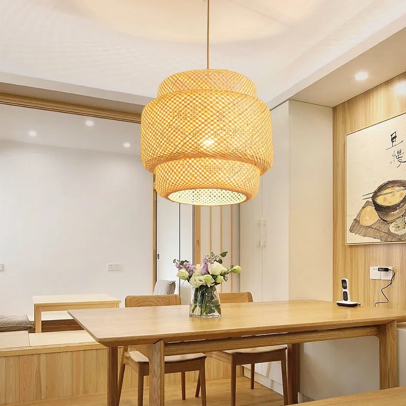 Suspension en Bambou Tressé Style Chinois |  Lustre BambooZen