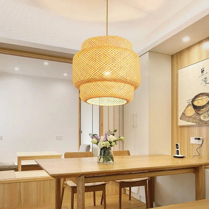 Suspension en Bambou Tressé Style Chinois |  Lustre BambooZen