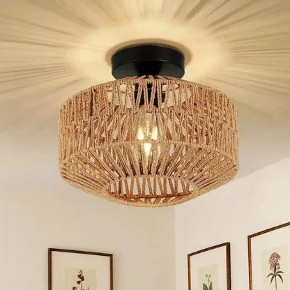Plafonnier en Rotin Tressé à la Main | NaturaLight