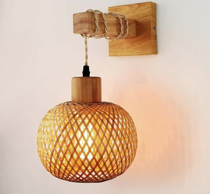 Applique Murale Seléna en Rotin Naturel Tressée à la Main | Luminaire Bohème Chic