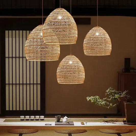 Suspension Japonaise Hikari | Rotin Naturel Tissé à la Main